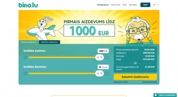 Bino - Aizdevums līdz 1 000 €