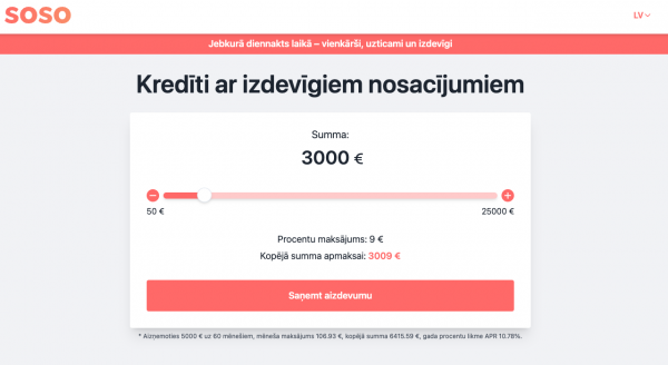 Soso.lv — kredīti ar izdevīgiem nosacījumiem